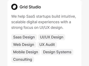 Grid Studio agency profile with description and service tags